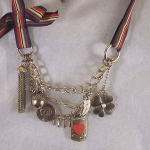 Princess Vera Wang Swag Charm Ribbon Necklace